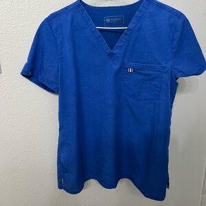 Mediclo Tencel Sal Scrub Top (V neck) - Small, Cobalt Blue